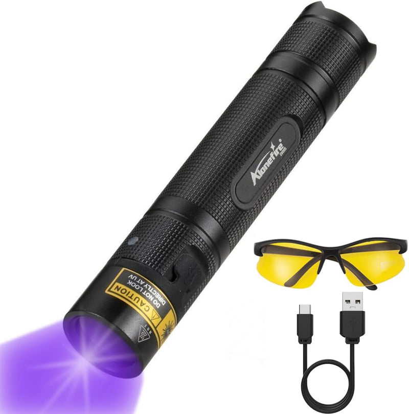 ALONEFIRE SV005 10W LED 365nm UV Taschenlampe Schwarzlicht Tragbarer USB Wiederaufladbar Schwarzlich