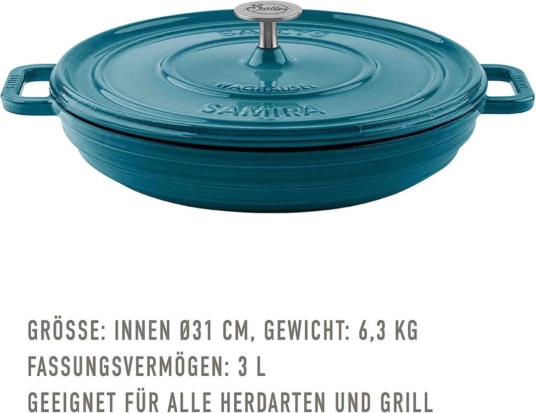 Sallys 'Samira' Deluxe Gusseisentopf - Robustes und Hochwertiges Kochjuwel für Perfektes Garen - für