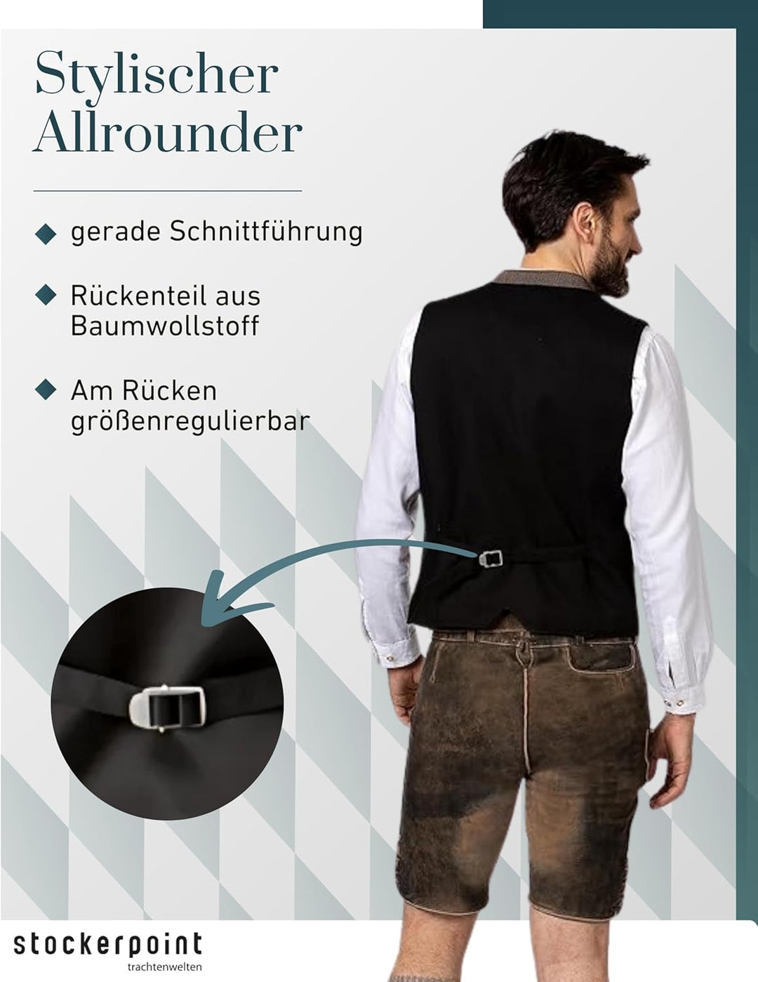 Stockerpoint Herren Weste Loris Trachtenweste 48 braun, 48 braun
