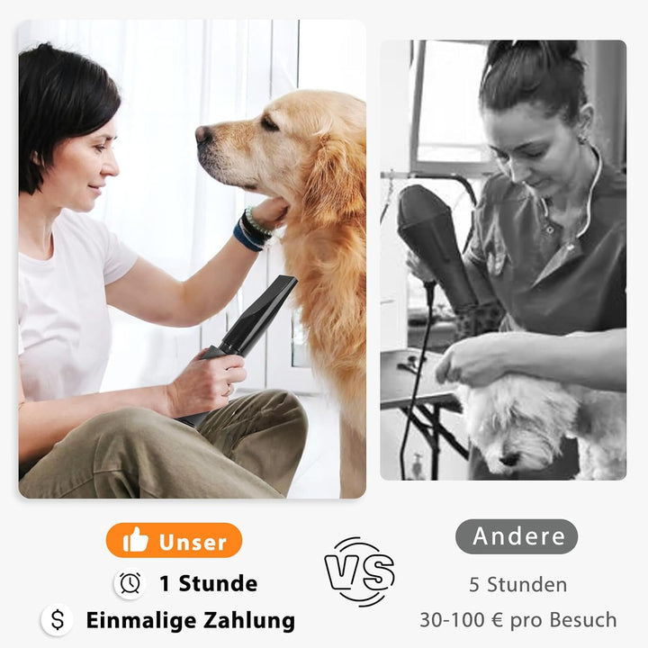 Hundefön Blower Sehr Leise 3000W Einstellbare Geschwindigkeit, Hundepflege-Trockner-Gebläse mit 4 ve