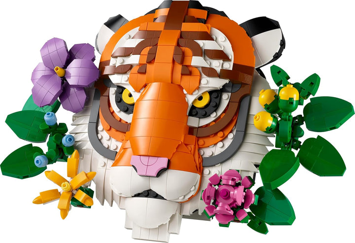LEGO Fauna Collection - Tiger - Baubares 3D Tiergemälde mit dekorativen Blumen aus Botanicals - DIY
