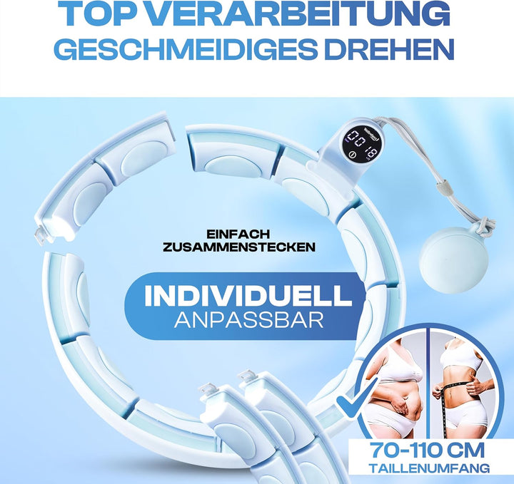 Smart Hula Hoop Testsieger leise und drehfreudig mit Zähler | Hula Hoop mit Gewicht Kugel | Hullahu