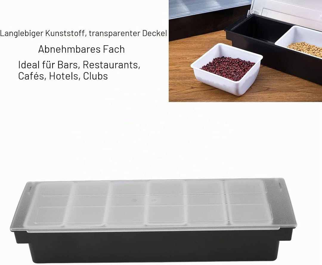 Gewürztrennbox, Gewürzbehälter, 6 Kästchen Transparenter Zutatenbehälter mit Deckel, Abnehmbares Gew