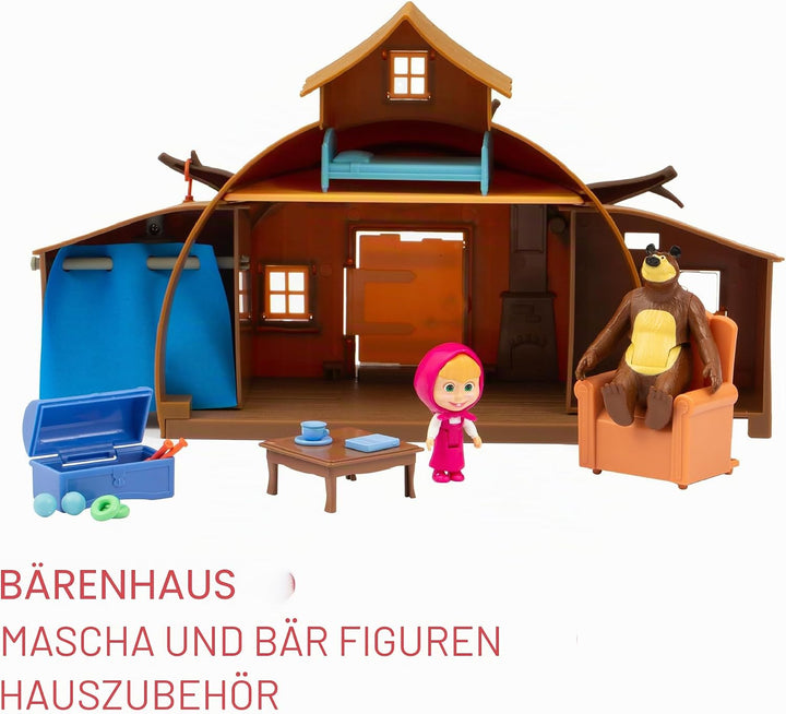Masha &amp; Michka, Haus des Michka, 2 Figuren im Lieferumfang enthalten und 15 Zubehörteile, Spielzeug