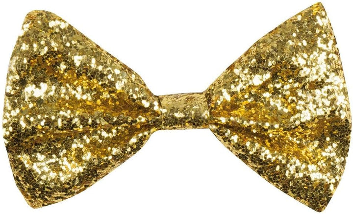 Boland - Glitzer Fliege, Grösse ca. 13 cm, Gummiband, schmale Ausführung, Karneval, Mottoparty Gold,