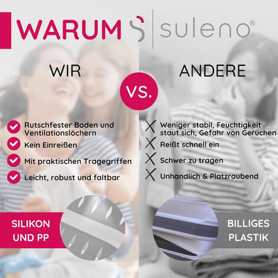 Suleno® Faltbarer Korb mit Griff 28L - Wäschekorb faltbar - Platzsparender Aufbewahrungsbehälter - E