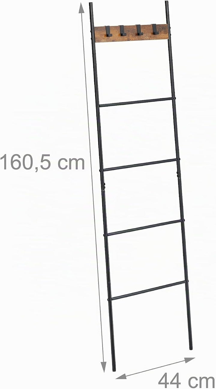 Relaxdays Handtuchleiter, 4 Sprossen &amp; Haken, HxB: 160,5 x 44 cm, Metall, Industrial Wäscheleiter, B