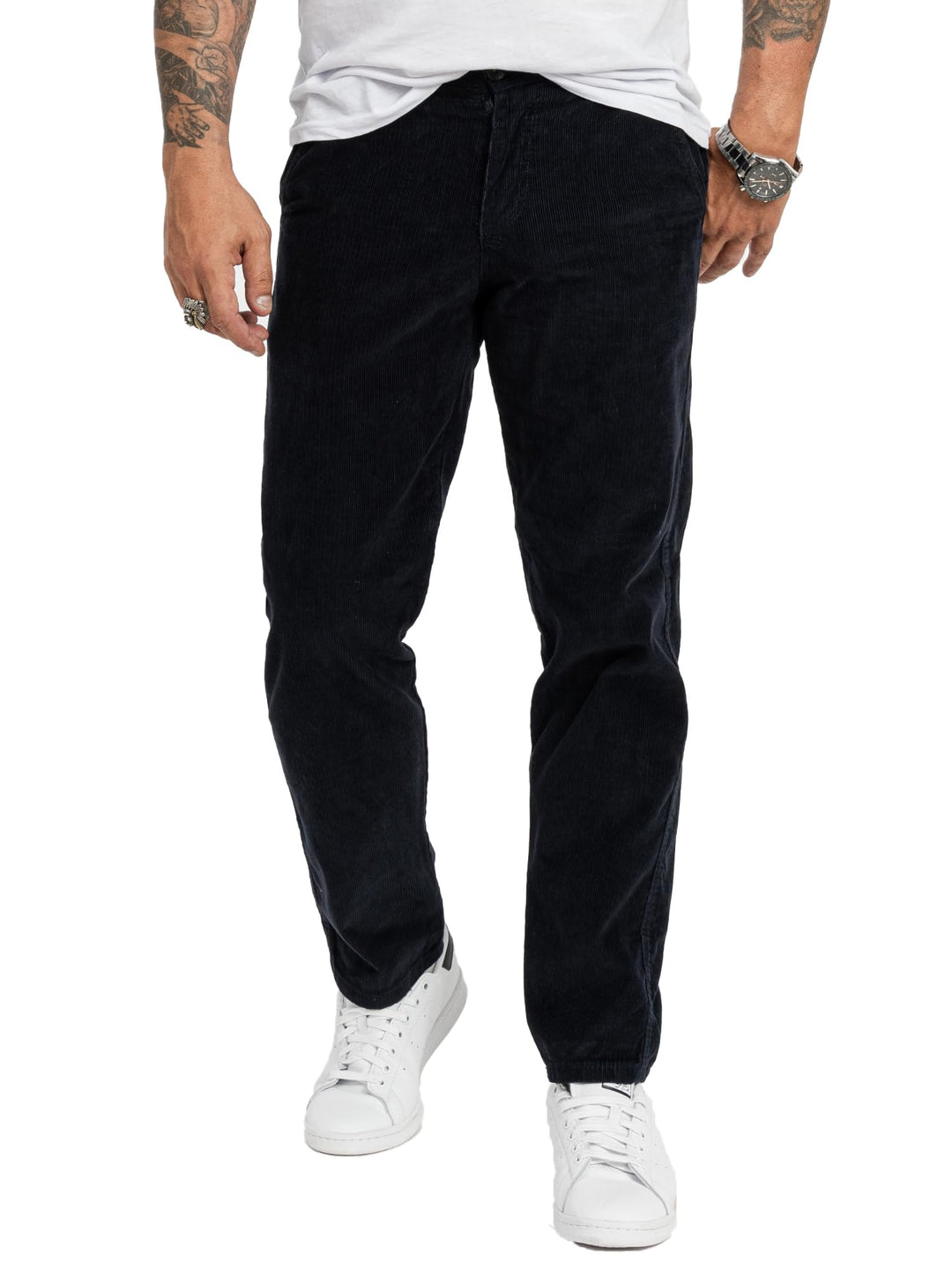 Rock Creek Herren Cord Hose Regular Fit Chino Hose RC-2156 29W / 30L Schwarz, 29W / 30L Schwarz