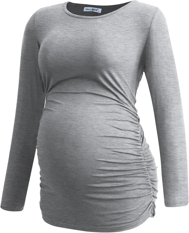 Smallshow Women's Umstandsmode Lange ärmel Umstandsshirt Maternity Tops 3er Pack S Schwarz/Hellgrau/