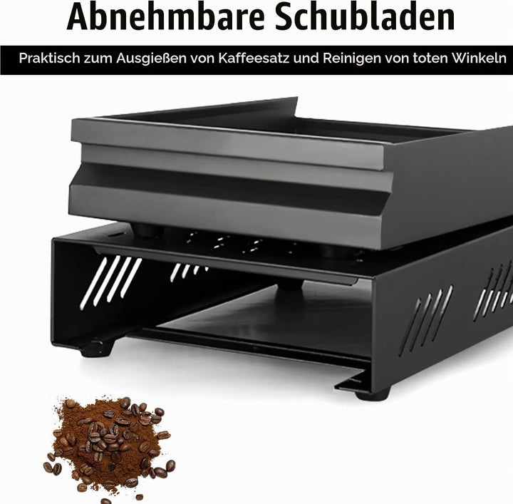 Kaffeesatz Abklopfbehälter für Siebträger, 35 x 25 x 8 cm Edelstahl Knock Box für Espresso Siebträge