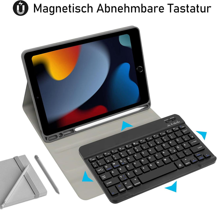 Hofsos Hülle mit Tastatur für IPad 10.2 Zoll 9/8/7 Generation (2021/2020/2019) - QWERTZ Layout Keybo