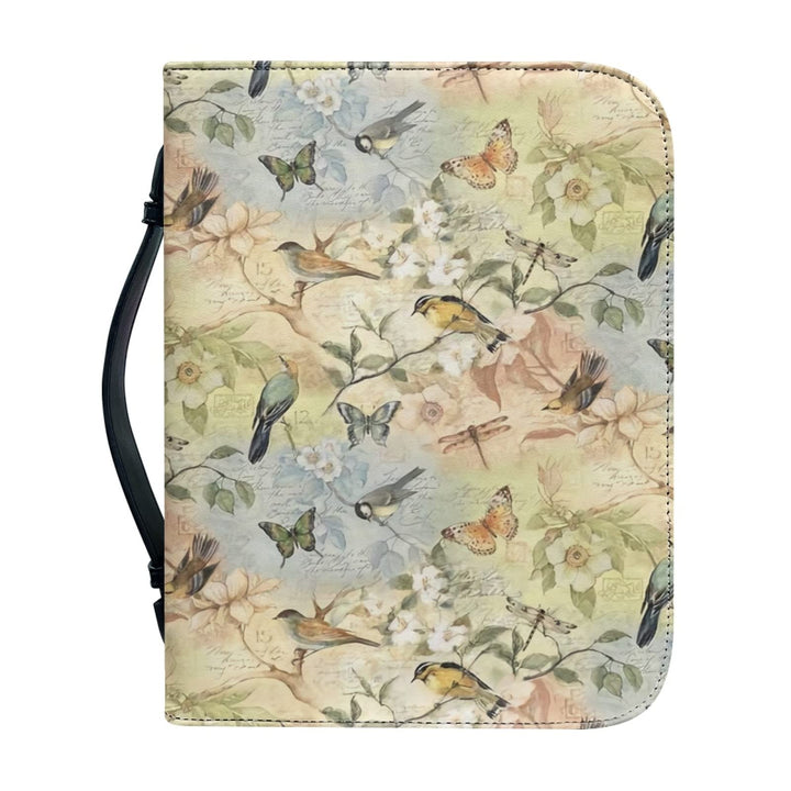 Kuiaobaty Bibeltasche mit Vögeln, Blumenmuster, Kunstleder, Vintage-Landhaus-Buchtasche, Kirchentasc