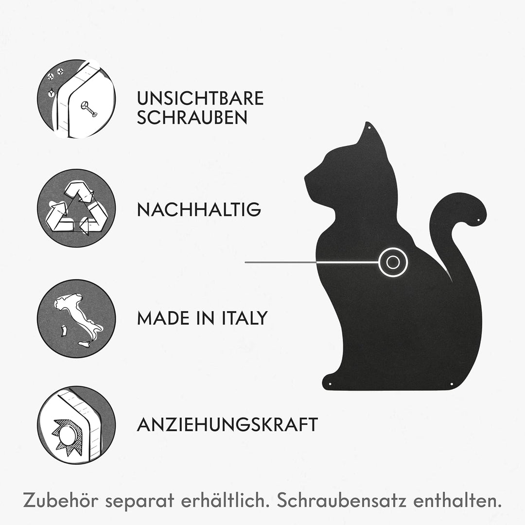 Kalamitica Katze-Design magnetische Kreidetafel aus Stahl. Grösse 56x38x0,12cm. Farbe: Anthrazit., K