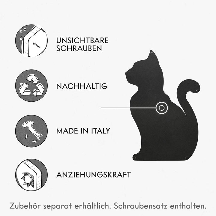 Kalamitica Katze-Design magnetische Kreidetafel aus Stahl. Grösse 56x38x0,12cm. Farbe: Anthrazit., K