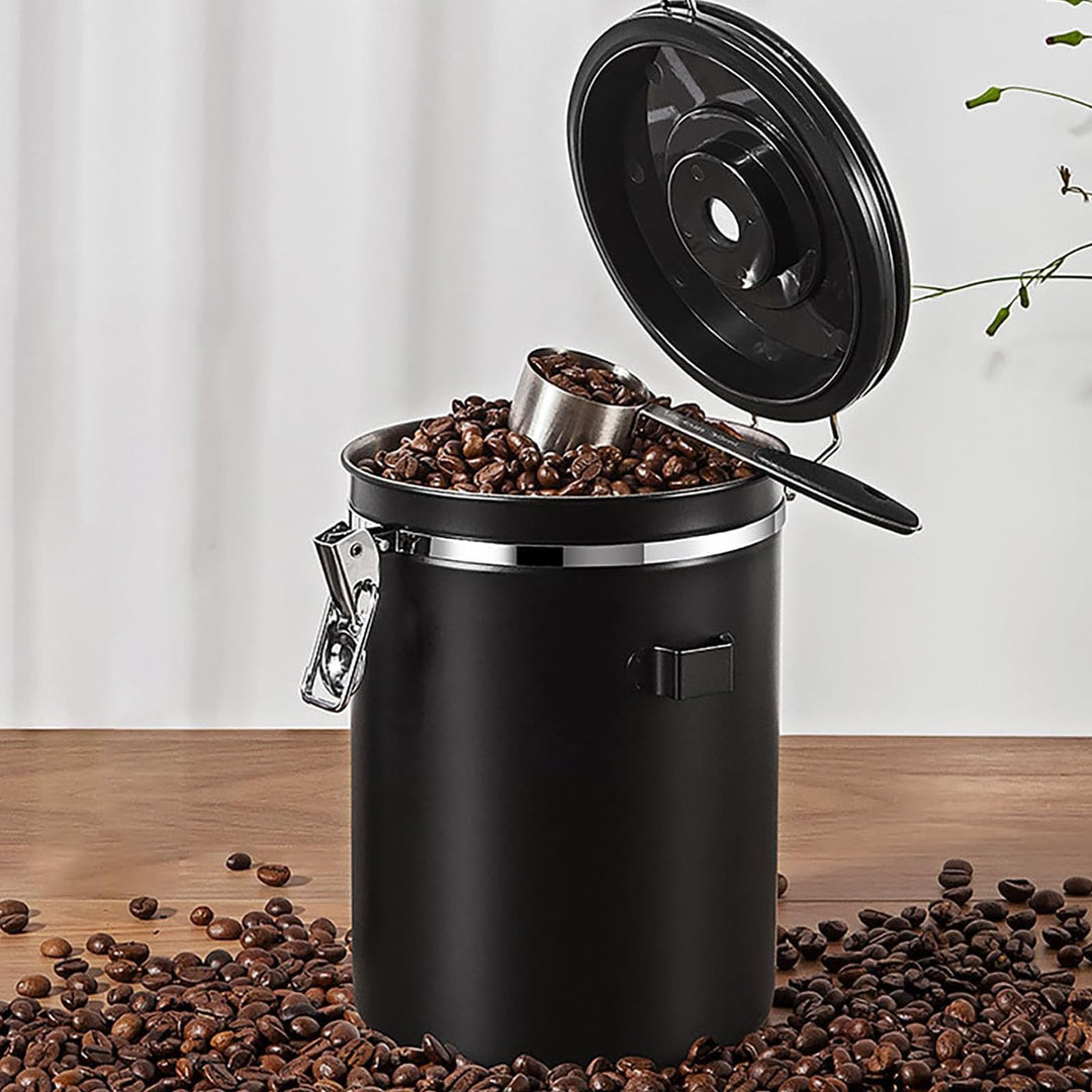 Kaffeedose Luftdicht 1,8L,Kaffeedose Luftdicht 1kg Bohnen,Kaffeebohnen Behälter aus Edelstahl mit Lö