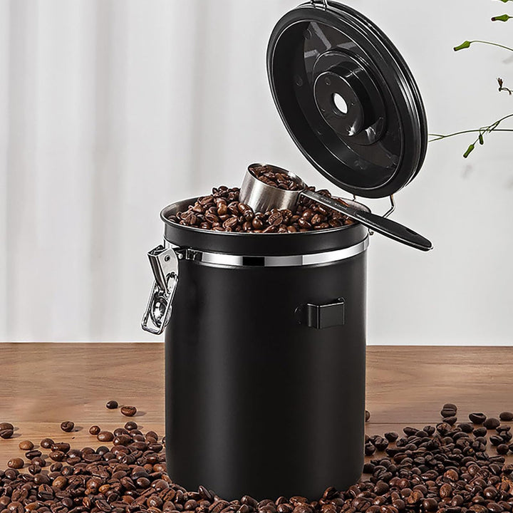 Kaffeedose Luftdicht 1,8L,Kaffeedose Luftdicht 1kg Bohnen,Kaffeebohnen Behälter aus Edelstahl mit Lö