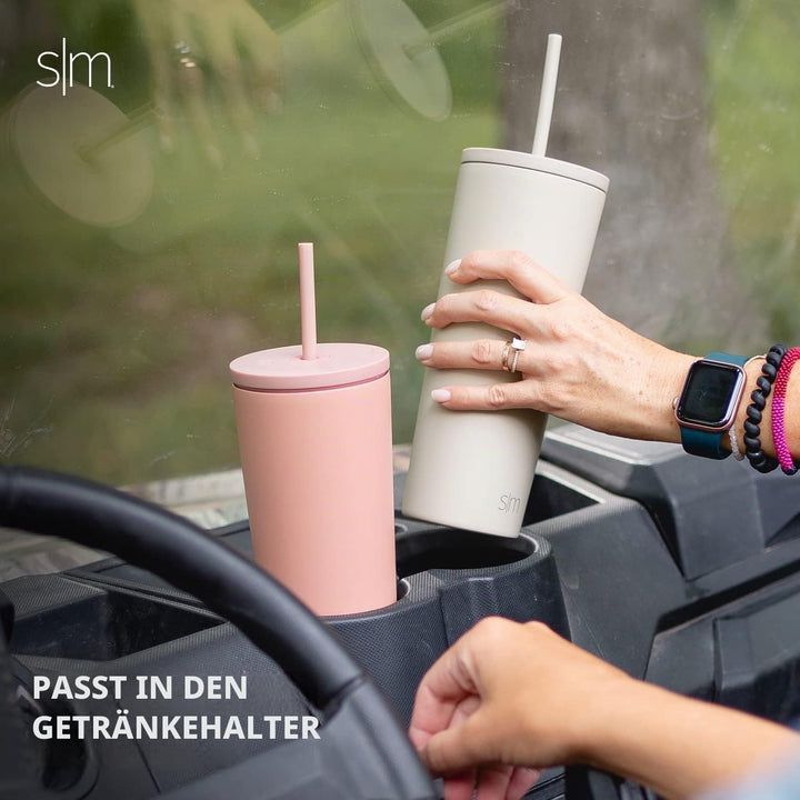 Simple Modern Isolierter Becher mit Strohhalm und Deckel | EiskaffeeBecher Wiederverwendbare Edelsta