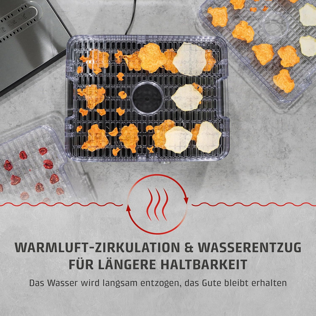 Caso DH 450 Dörrautomat, zum Trocknen und Haltbarmachen von z.B. Obst, Gemüse, Kräutern etc., Temper