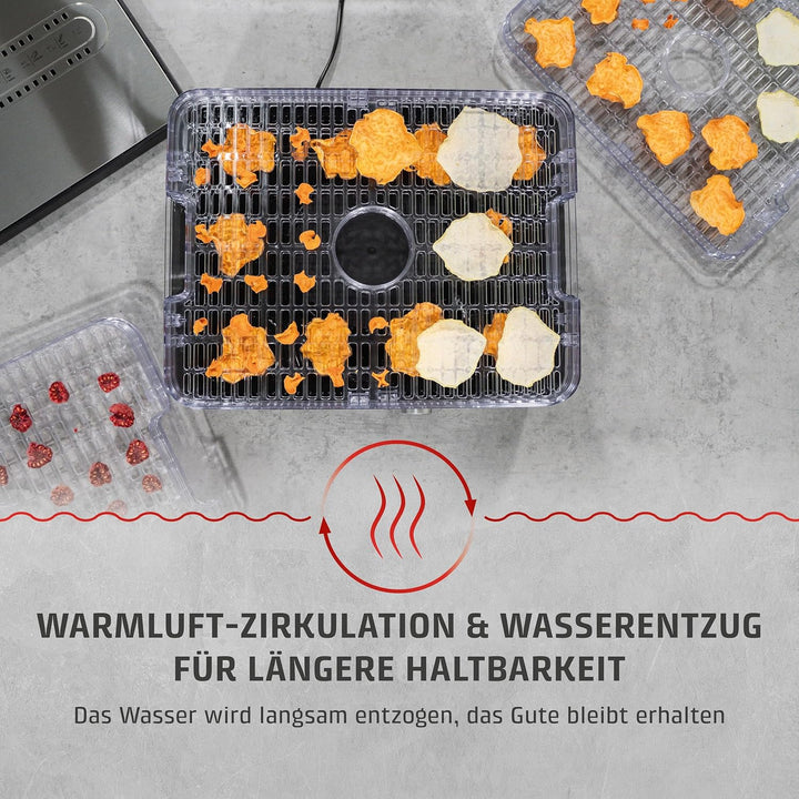 Caso DH 450 Dörrautomat, zum Trocknen und Haltbarmachen von z.B. Obst, Gemüse, Kräutern etc., Temper