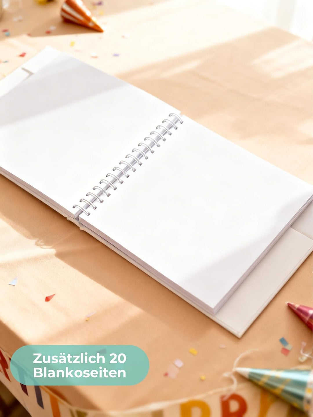 Gästebuch Geburtstag mit Fragen &amp; Blankoseiten zum Ausfüllen, Sticker, Weiss | für 18 30 40 50 60 70