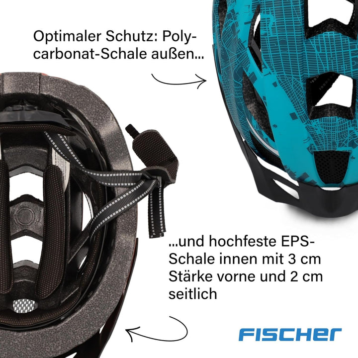 FISCHER Fahrradhelm, Radhelm, Cityhelm Urban Plus, mit integriertem LED-Rücklicht für Damen und Herr
