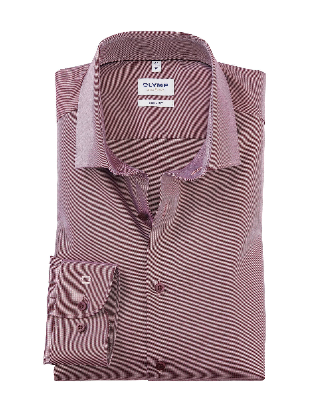 OLYMP Herren Oberhemd Langarm Level.Five.Body.fit,Twill,Body fit,Modern Kent 40 Chianti 38, 40 Chian