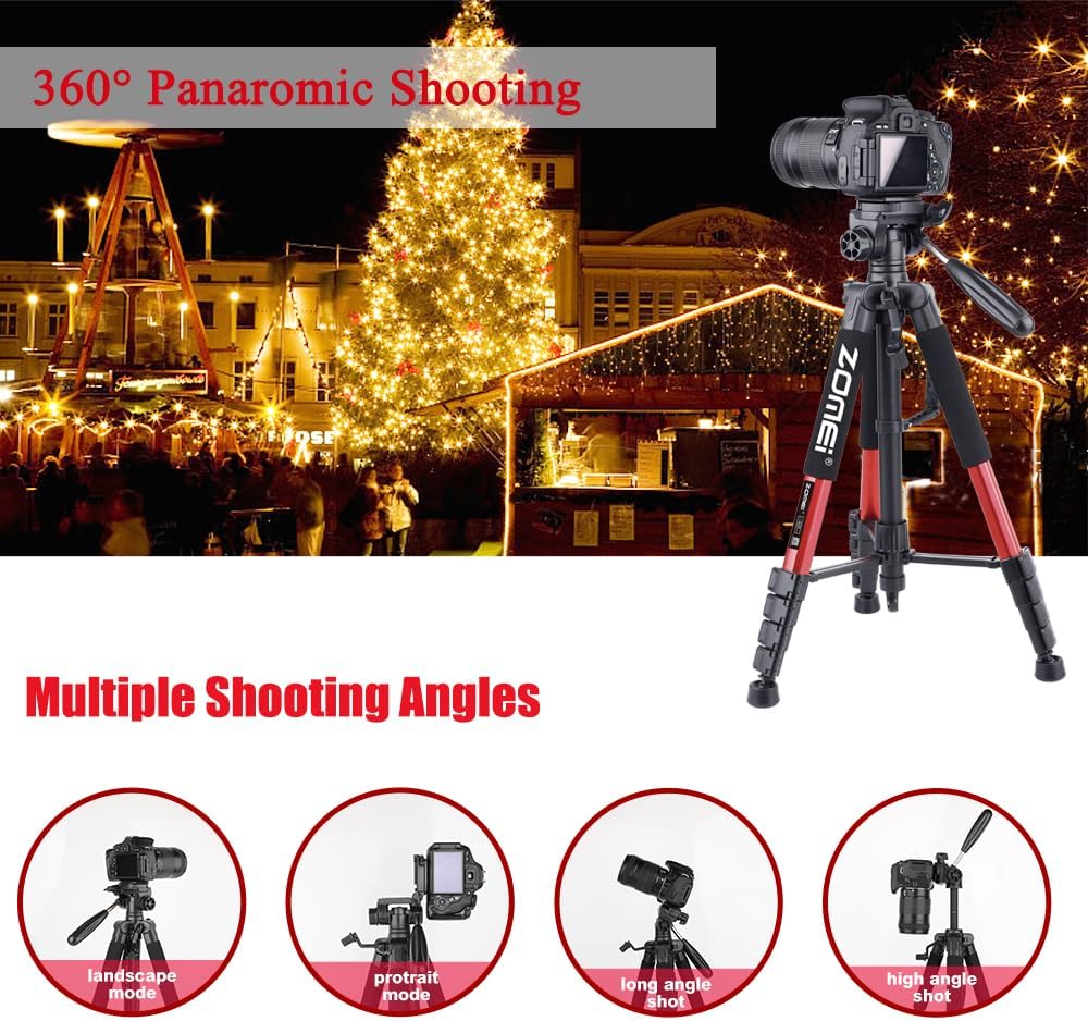 ZOMEi 188cm Stativ Heavy Duty Tall Tripod Stand, Professional Travel Video Tripod Kompatibel mit DSL