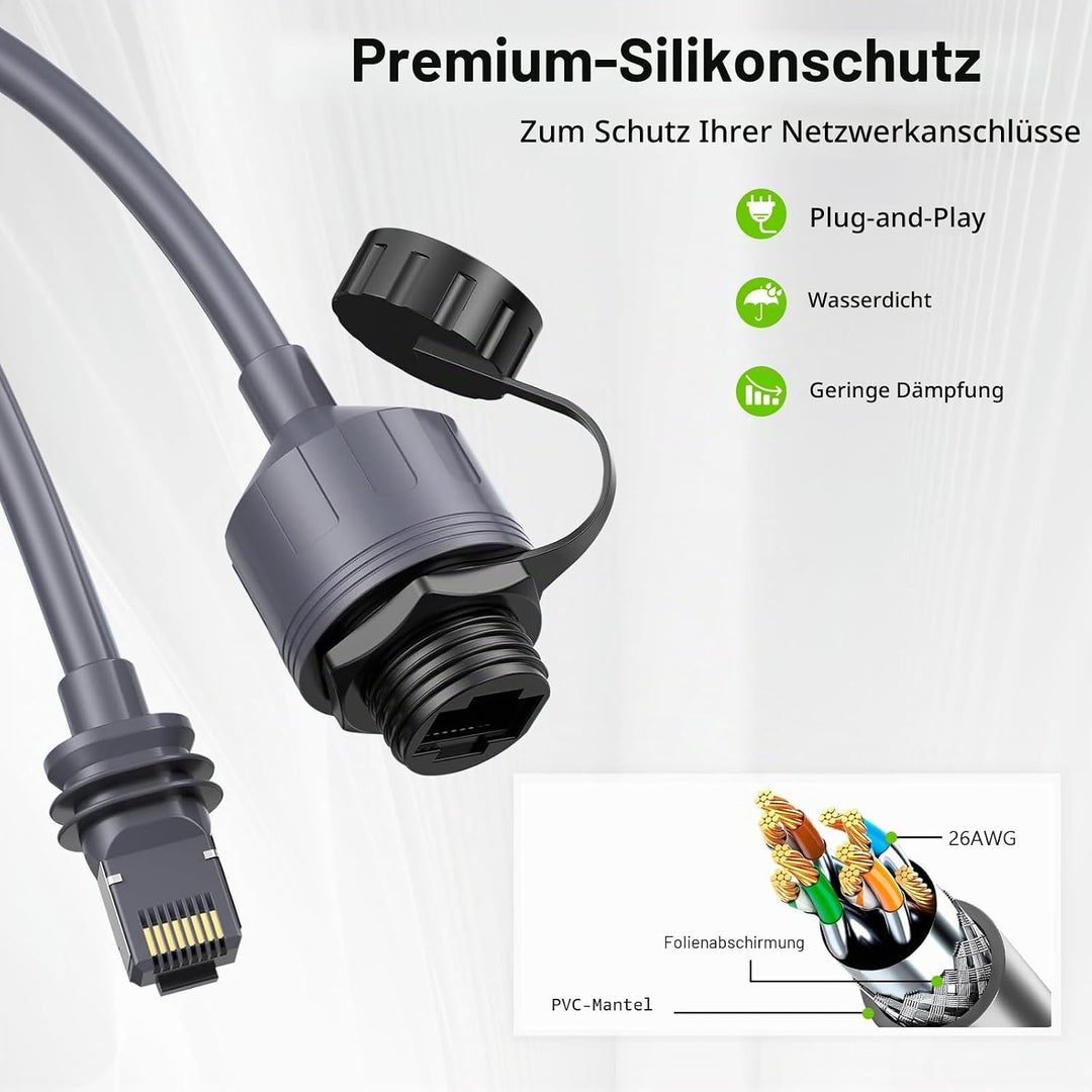 Ethernet-Adapter RJ45 für Gen 3 / Mini, 0,5 m, 26 AWG, CAT5E, wasserdichtes Verlängerungskabel, RJ45