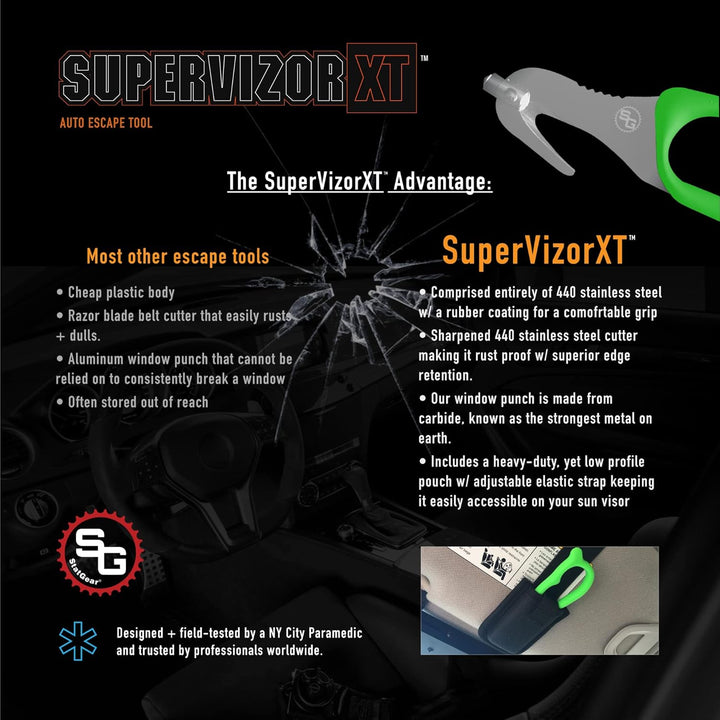 StatGear SuperVizor XT Auto Emergency Rescue Car Escape Tool 1 Pack Schwarz, 1 Pack Schwarz