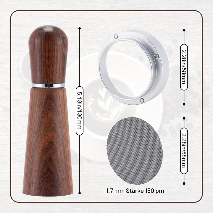 58mm Siebträger Zubehör Set,WDT Tool,Puck Screen & Dosierring Set,Espresso Nadel mit 8 Feinen Nadeln