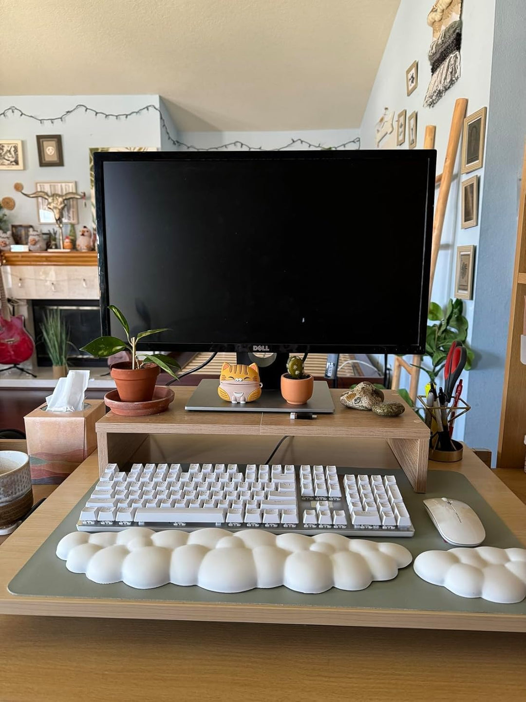 JIKIOU Upgrade Leder Cloud Tastatur Handgelenkauflage, Cloud Handgelenkauflage mit rutschfester PU-B