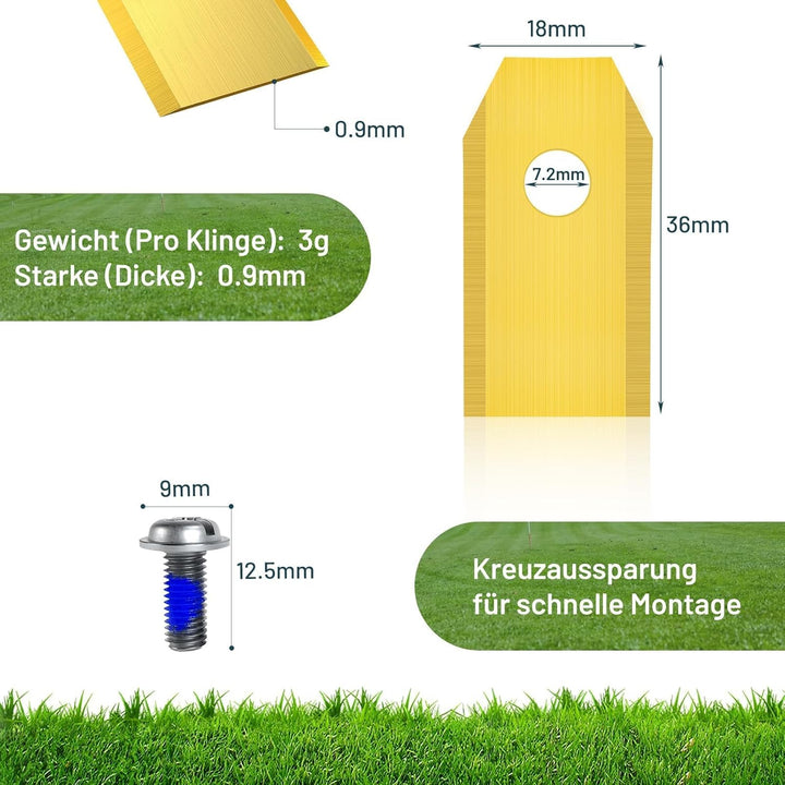 HAUSPROFI 30x Titan Ersatzklingen Ersatzkmesser für ECOVACS GOAT Mähroboter, DIN EN 50636-2-107 gepr