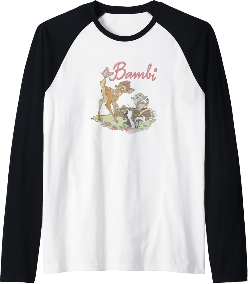 Disney Bambi Group Shot Butterfly On Tail Distressed Raglan