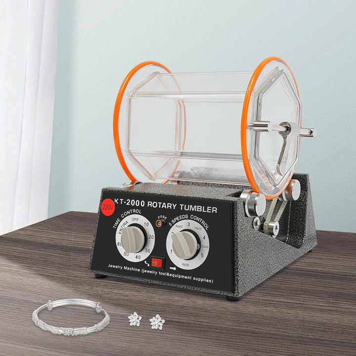 Poliermaschinen, 60W Poliertrommel Kugelmühle, Rotationspolierer Poliermaschine, 0-60 Minuten Timer,