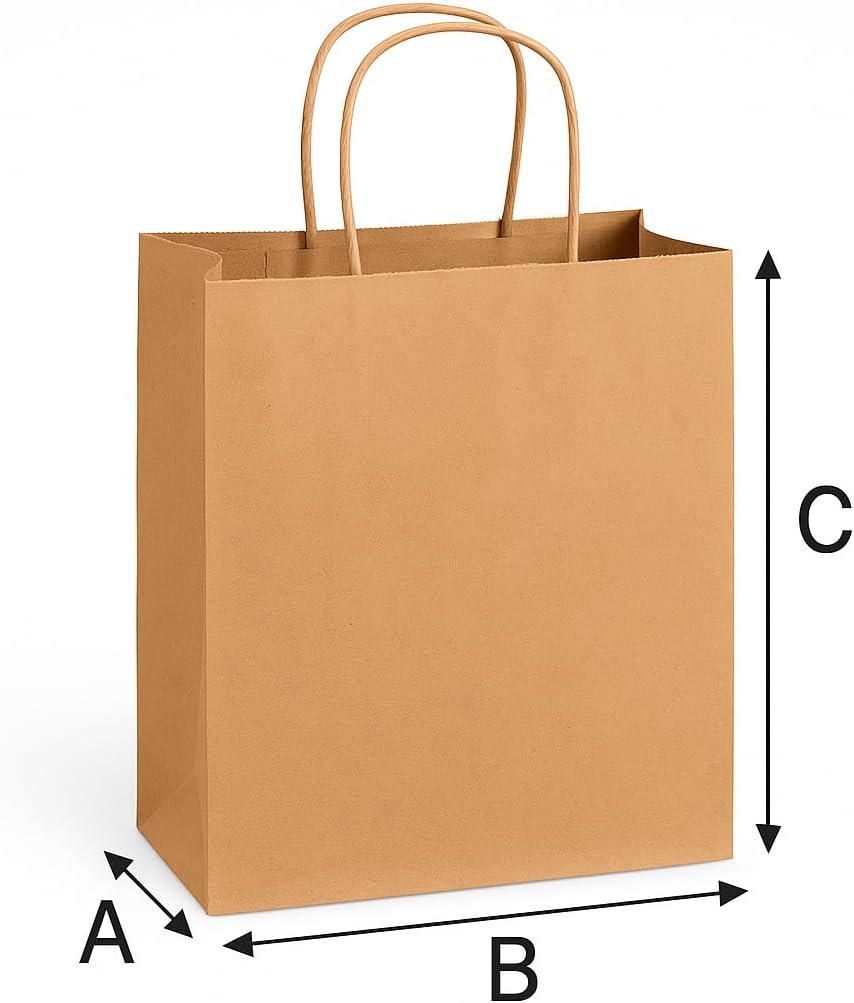 Pakomat Papiertüten Braun 18x22cm, 250 Stück – Kraftpapiertüten mit Henkel, Geschenktüten für Kinder
