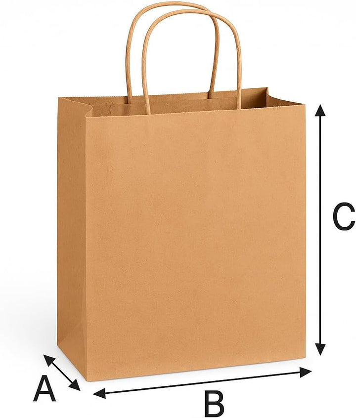 Pakomat Papiertüten Braun 18x22cm, 250 Stück – Kraftpapiertüten mit Henkel, Geschenktüten für Kinder