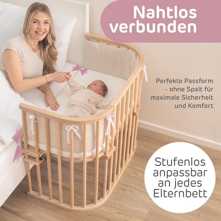 babybay Maxi extra grosses Beistellbett aus massivem Buchenholz/Kinderbett Höhe stufenlos verstellba