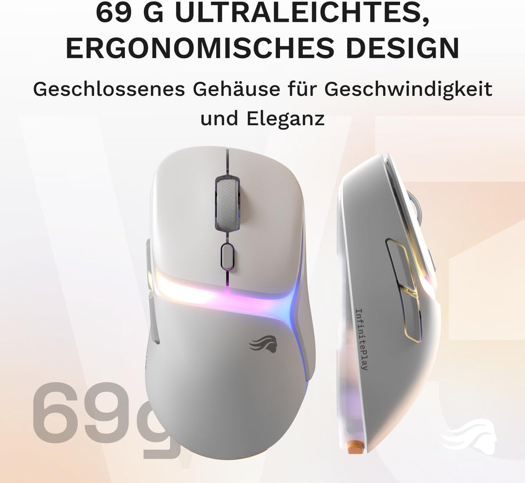 GLORIOUS Gaming – Model D3 Wireless-Gaming-Maus – Wechsel-Akku-System InfinitePlay, 8k Abfragerate,