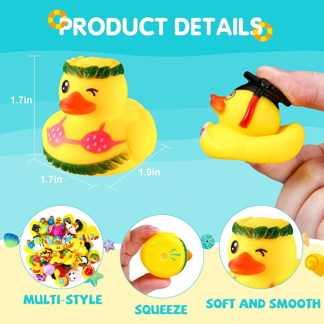 24 Stück Badeente Kinder Gummi Enten Lustige Badeenten Bunt Quietscheente Kleine Badespielzeug für K