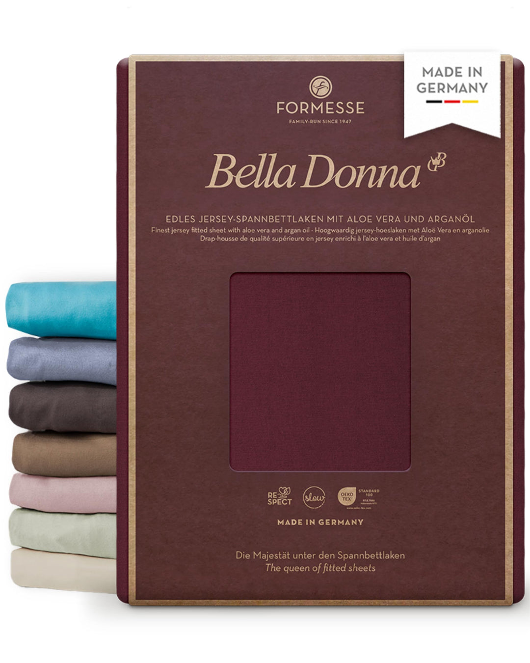 Spannbettlaken Bella Donna Jersey für Matratzen &amp; Wasserbett 140-160 x 200-220 cm Carbernet