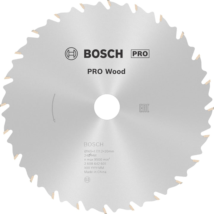 Bosch 1x PRO Wood Kreissägeblatt für Akku-Handkreissägen (für Weichholz, Hartholz, Ø mm, Professiona