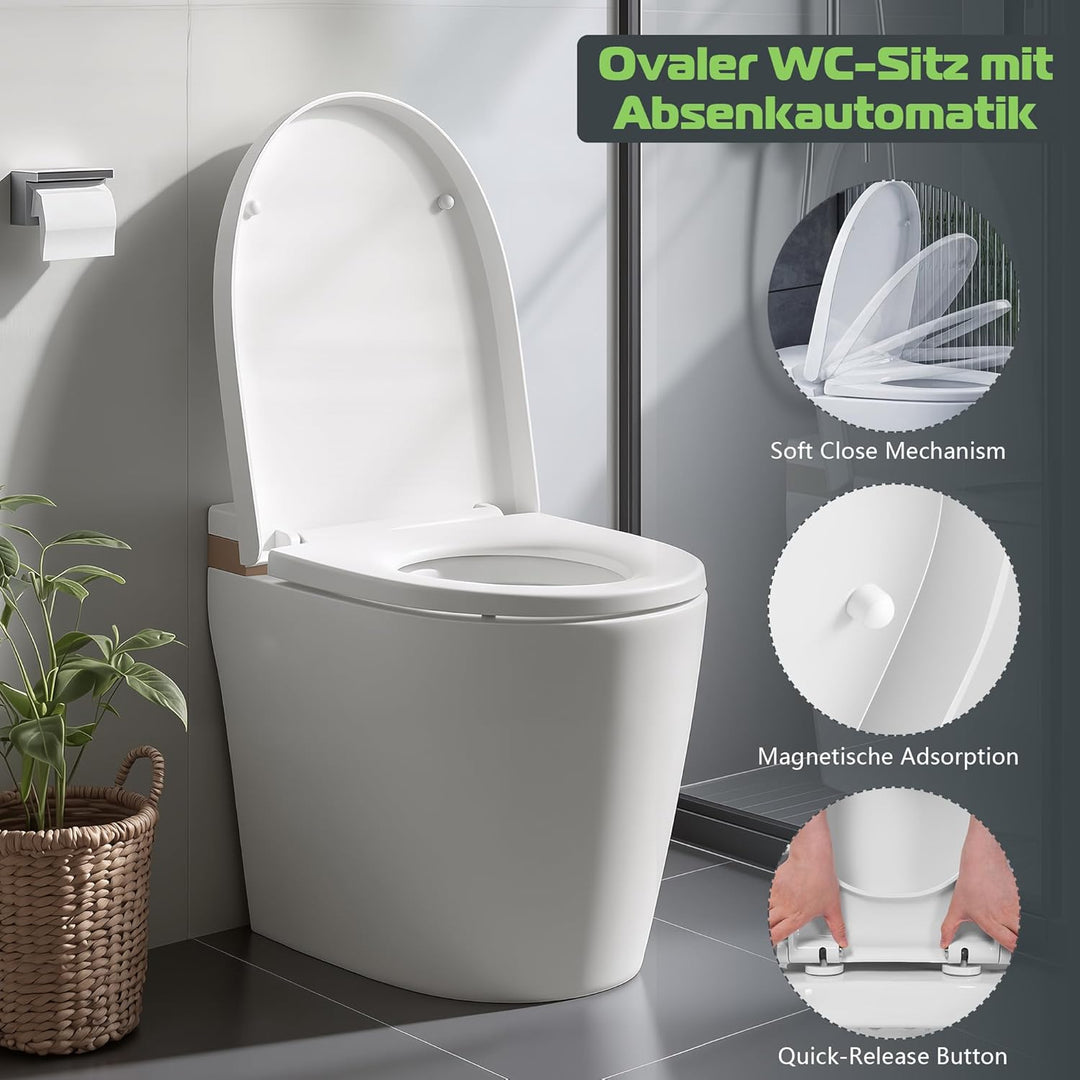 Himimi Toilettendeckel mit Absenkautomatik, Quick-Release & einfacher Montage, PP D-Form WC-Sitz mit