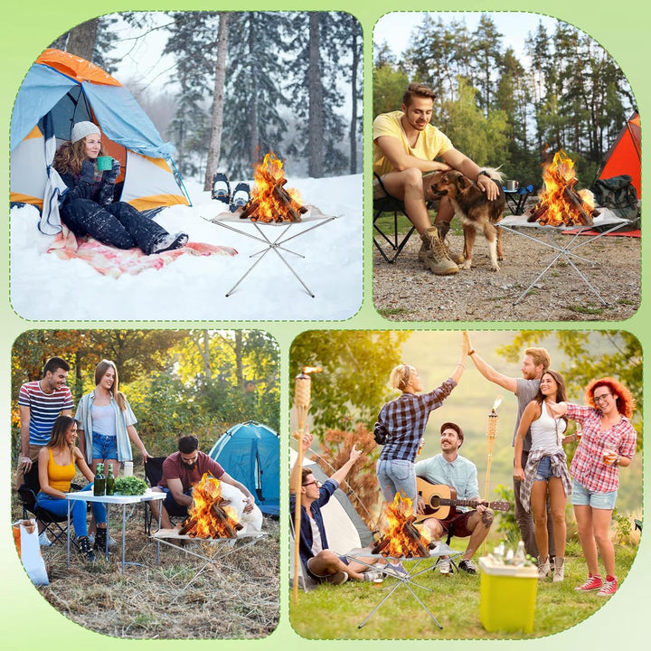 Tragbare Feuerstelle für Outdoor-Camping, 56cm Faltbare Edelstahlgeflecht Feuerstelle Grill-Feuersch