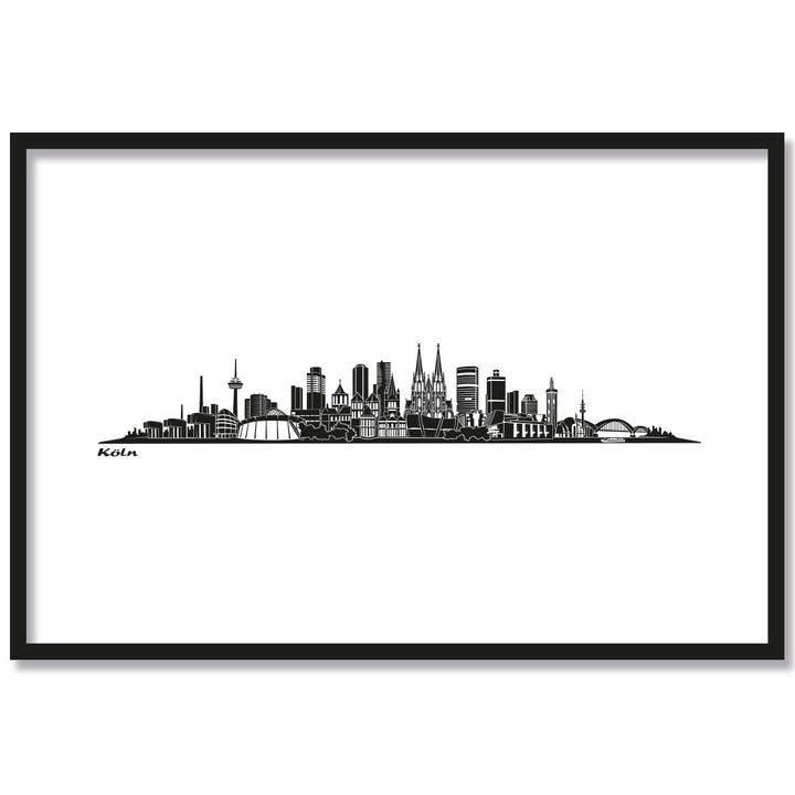 JUNIWORDS Poster mit/ohne Holzrahmen, Wähle ein Motiv, Skyline Köln, Wähle eine Grösse, 21 x 30 cm (