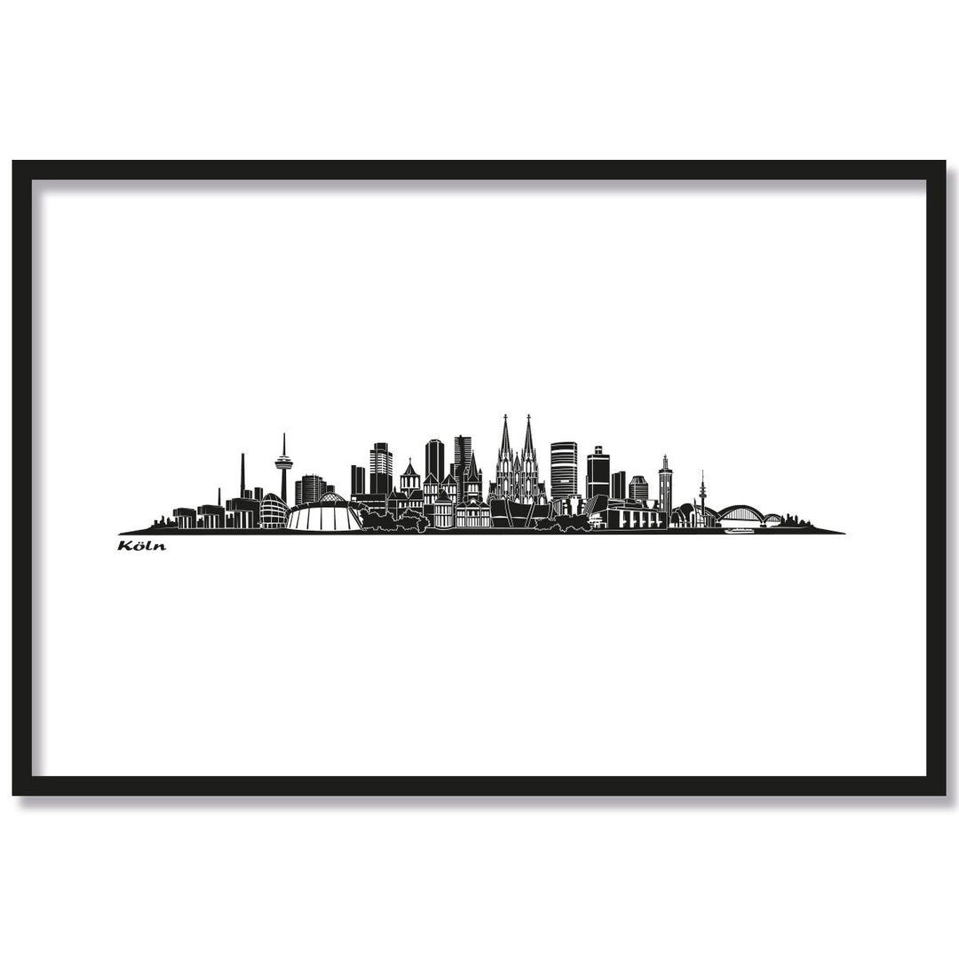 JUNIWORDS Poster mit/ohne Holzrahmen, Wähle ein Motiv, Skyline Köln, Wähle eine Grösse, 30 x 40 cm (