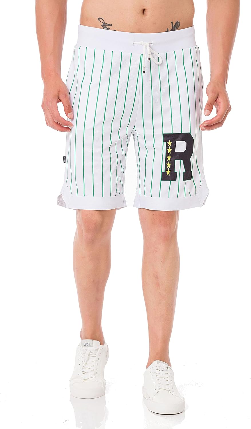 Redbridge Herren Baseball Shorts Big R, Weiss-grün