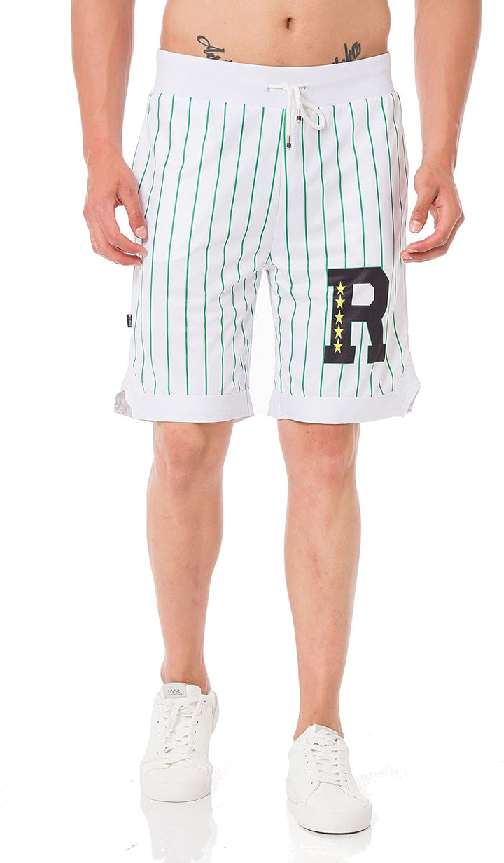 Redbridge Herren Baseball Shorts Big R, Weiss-grün