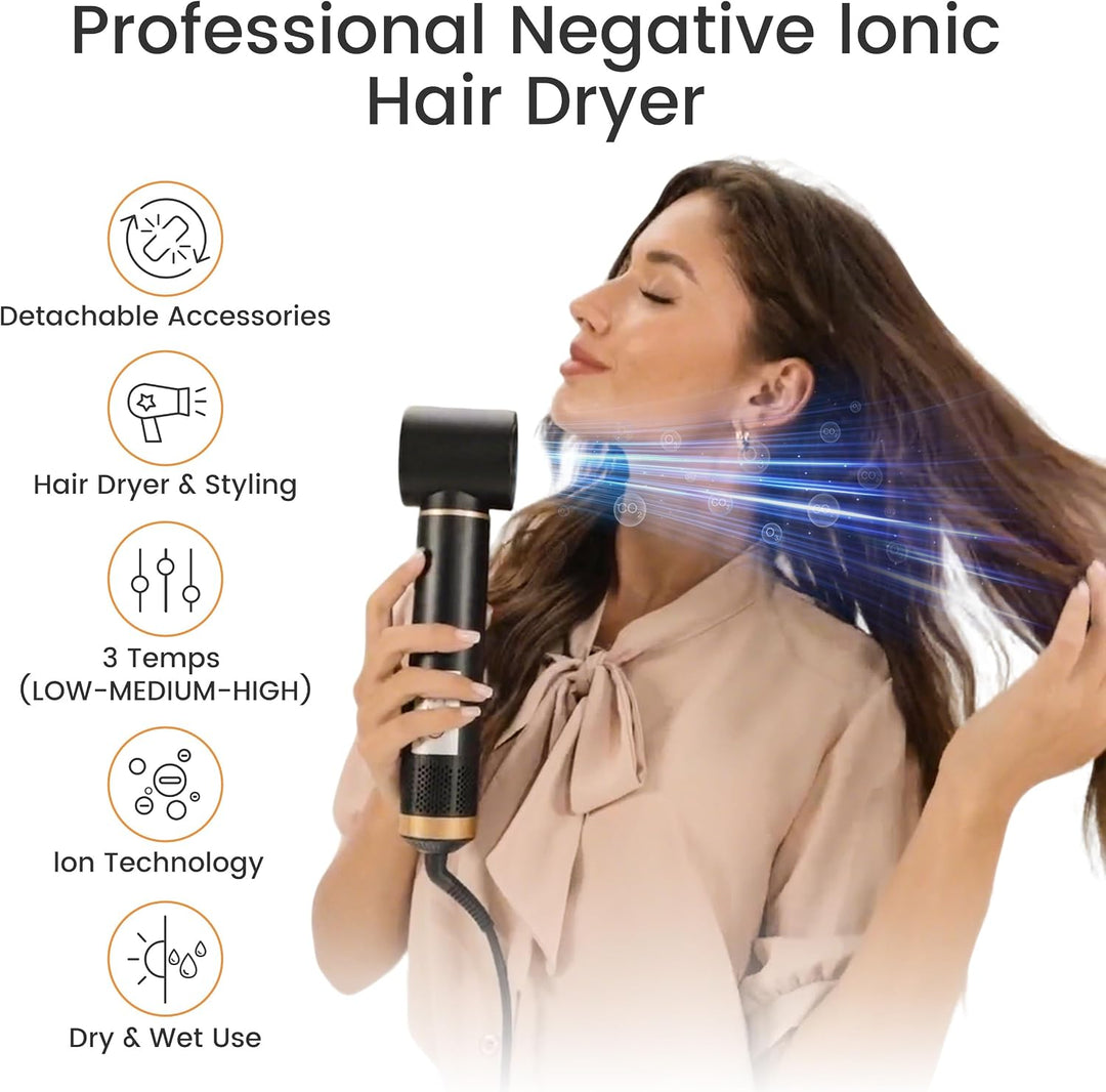 5 in 1 Air Styler 1000W Set, Hairstyle mit Rundbürstenföhn Haarstyler Warmluftbürste Föhn Lockenstab