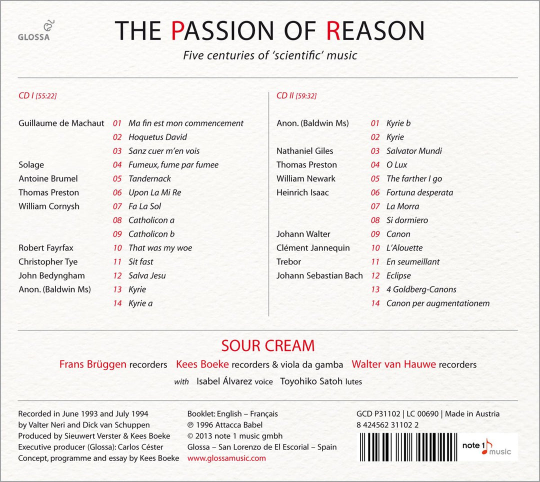 The Passion of Reason - Fünf Jahrhunderte wissenschaftliche Musik, Audio-CD