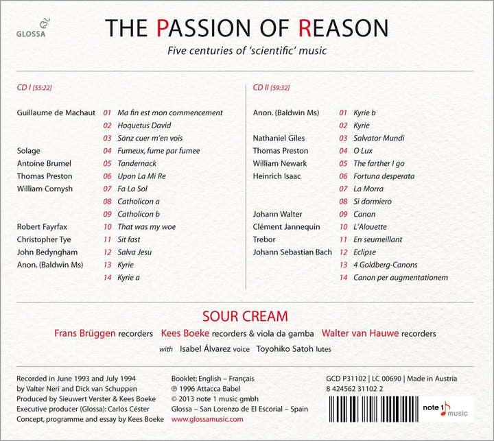 The Passion of Reason - Fünf Jahrhunderte wissenschaftliche Musik, Audio-CD